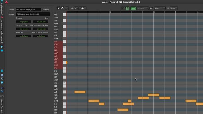 Ardour 9.2.0-pianoroll screenshot