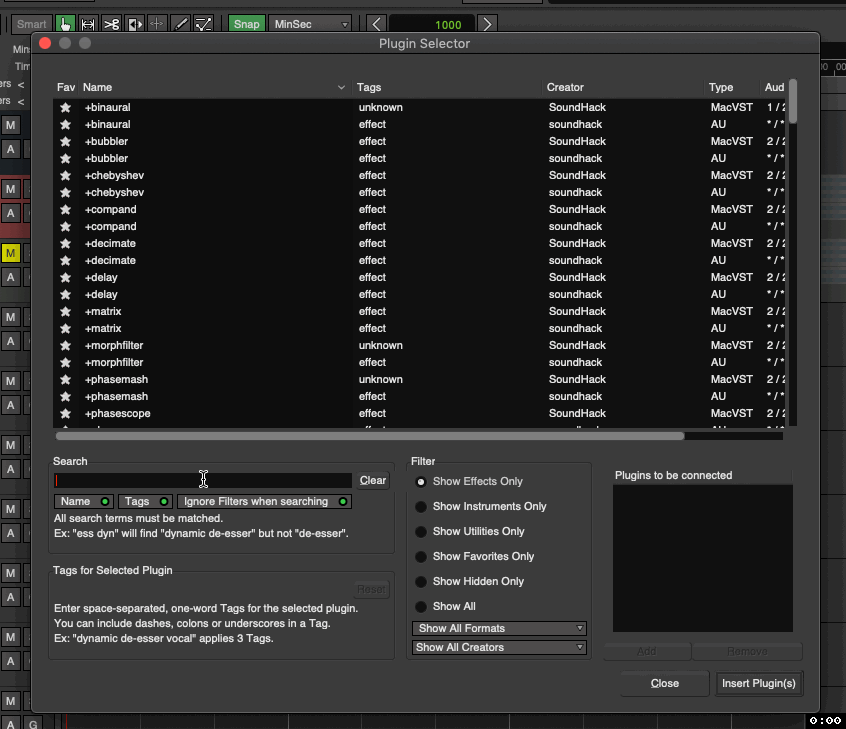 Ardour (8,12+) - Plugin Selector, Search by Creator Not Available